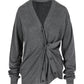Side Buttoned Loose Cardigan Charcoal