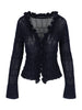 Ruffled Crochet Cardigan Navy
