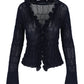Ruffled Crochet Cardigan Navy