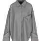 Oversized Front Pocket Detail Shirt Grey