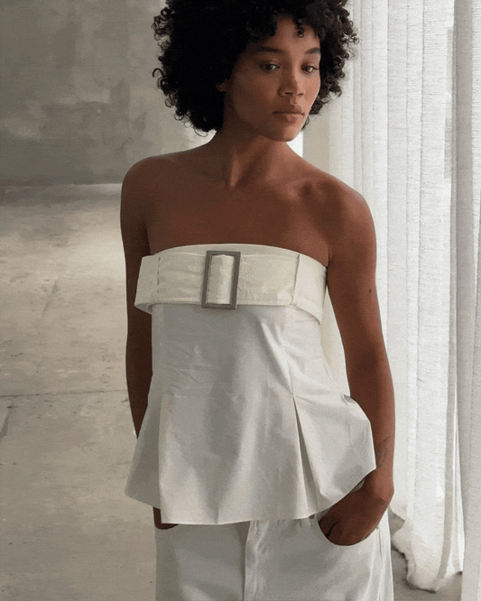 Belted Bustier Top Ivory