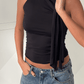 Scarf Detail Sleeveless Top Black