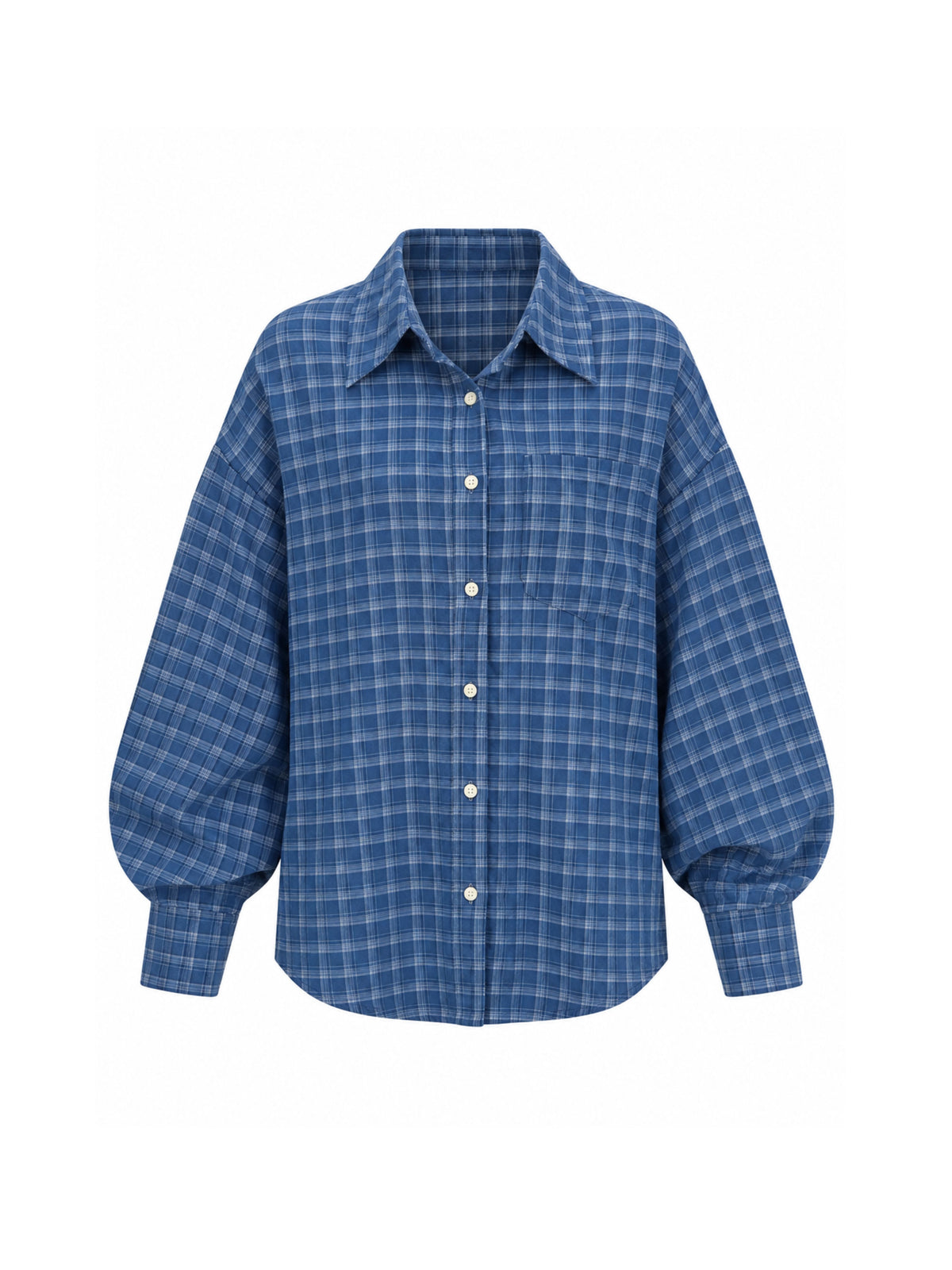 Oversized Checked Padded Shirt Blue *pre-order*