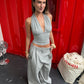 Deep Halter Neck Top Grey