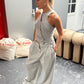 Diagonal Buttoned Tank Top Grey
