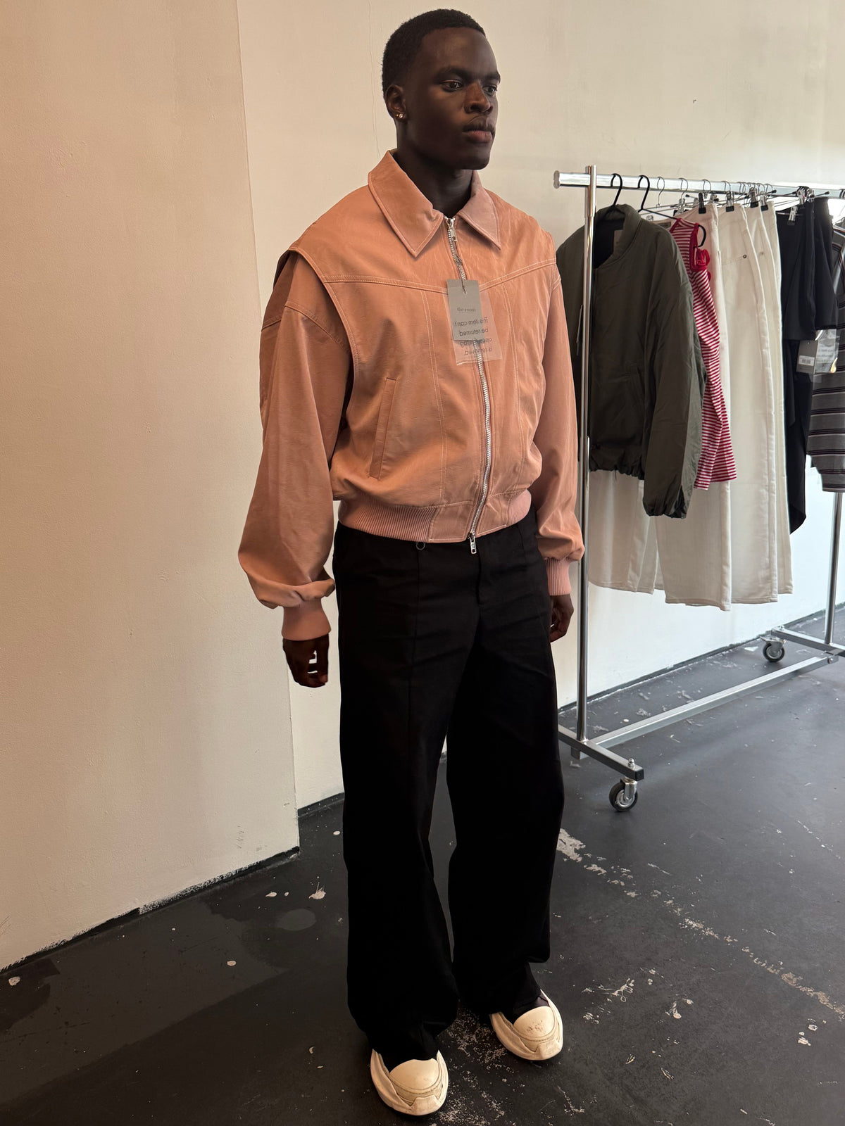Oversized Contrast Stitch Jacket Dusty Pink