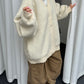 Oversized Press Button Cardigan Cream