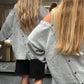 Diagonal Buttoned Loose Knit Light Grey
