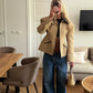 Contrast Collar Cinched Vest Camel
