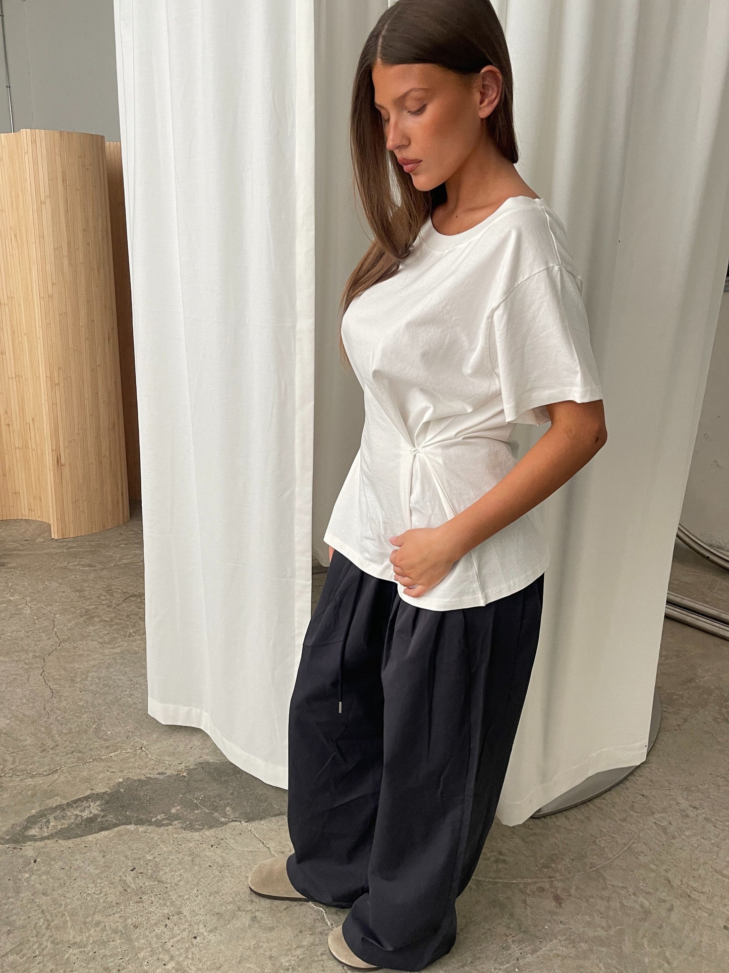 Oversized Cinched Tee White