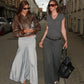 Pinstripe Tailored Pants Charcoal