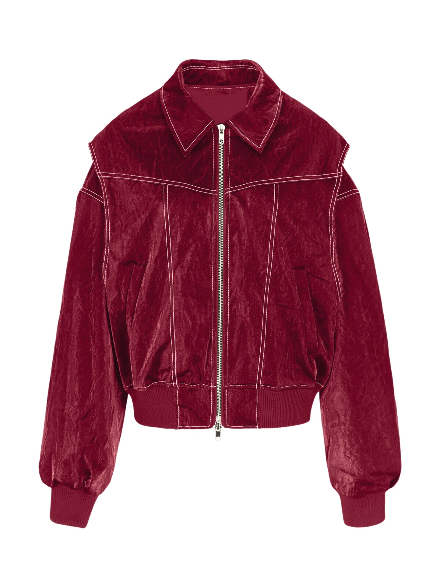 Übergroße Jacke mit Kontrastnähten Rot
