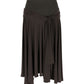 Belted Detail Flowy Midi Skirt Brown