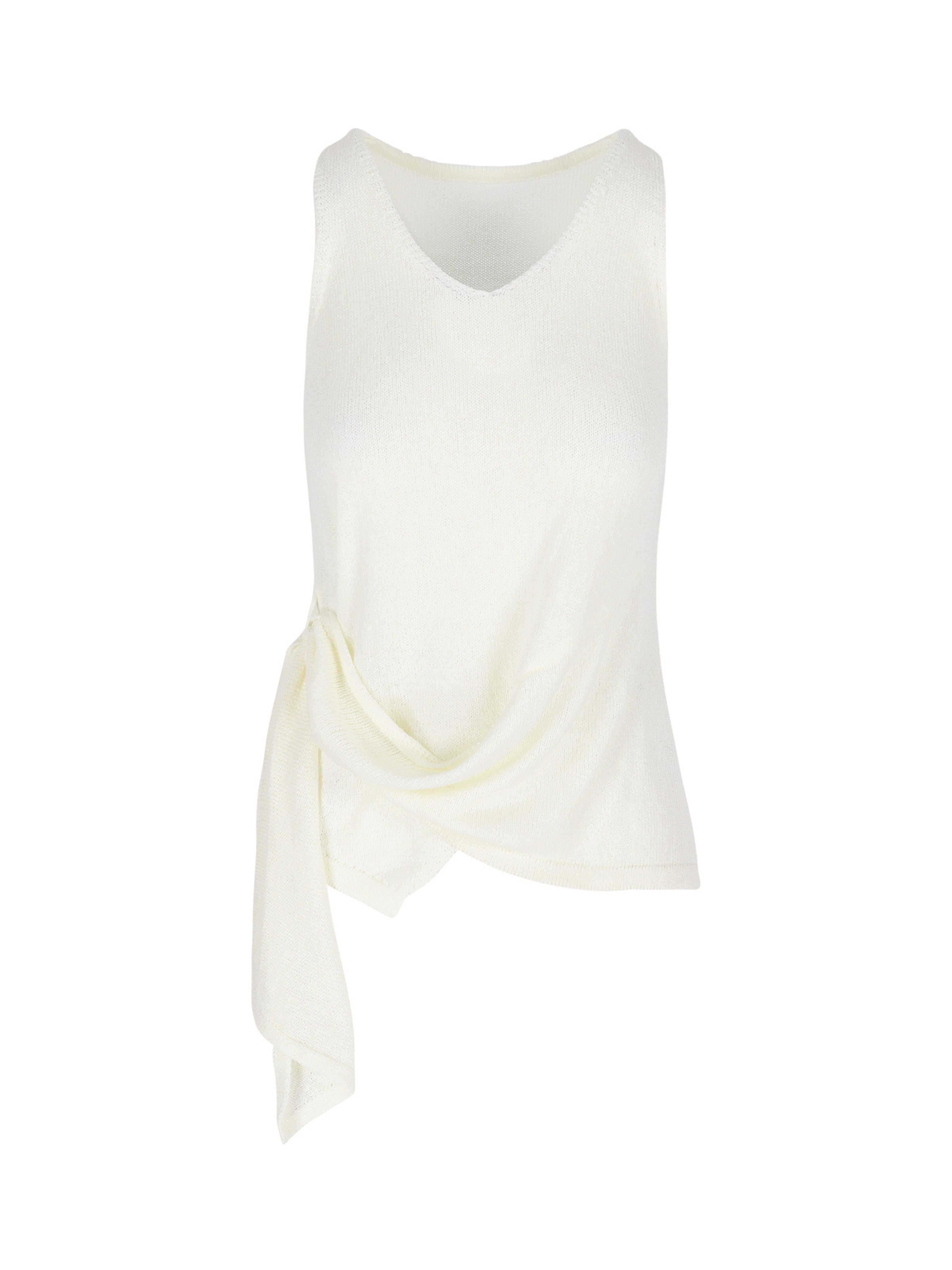 Knitted Belted Tank Top Ivory – The Room Antwerp