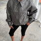 Oversized Zipped Jacket Stone