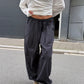 Loose Fit Drawstring Pants Dark Blue