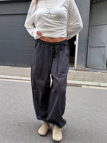 Loose Fit Drawstring Pants Dark Blue