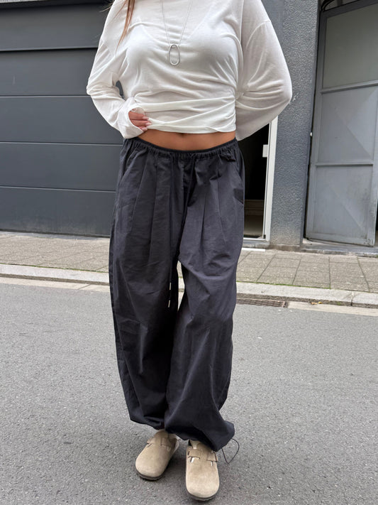 Loose Fit Drawstring Pants Dark Blue