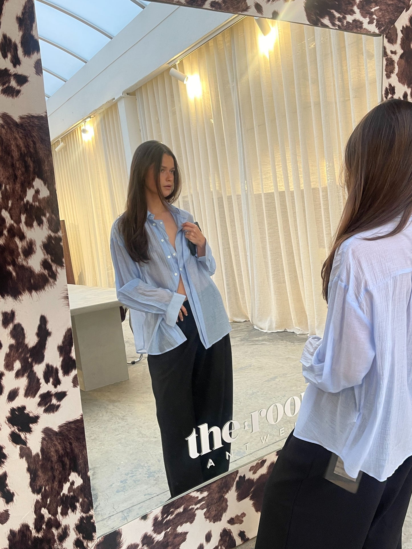 Oversized Double Button Shirt Blue