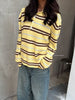Knitted Striped Polo Longsleeve Yellow