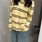 Knitted Striped Polo Longsleeve Yellow