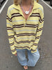 Knitted Striped Polo Longsleeve Yellow