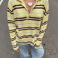 Knitted Striped Polo Longsleeve Yellow