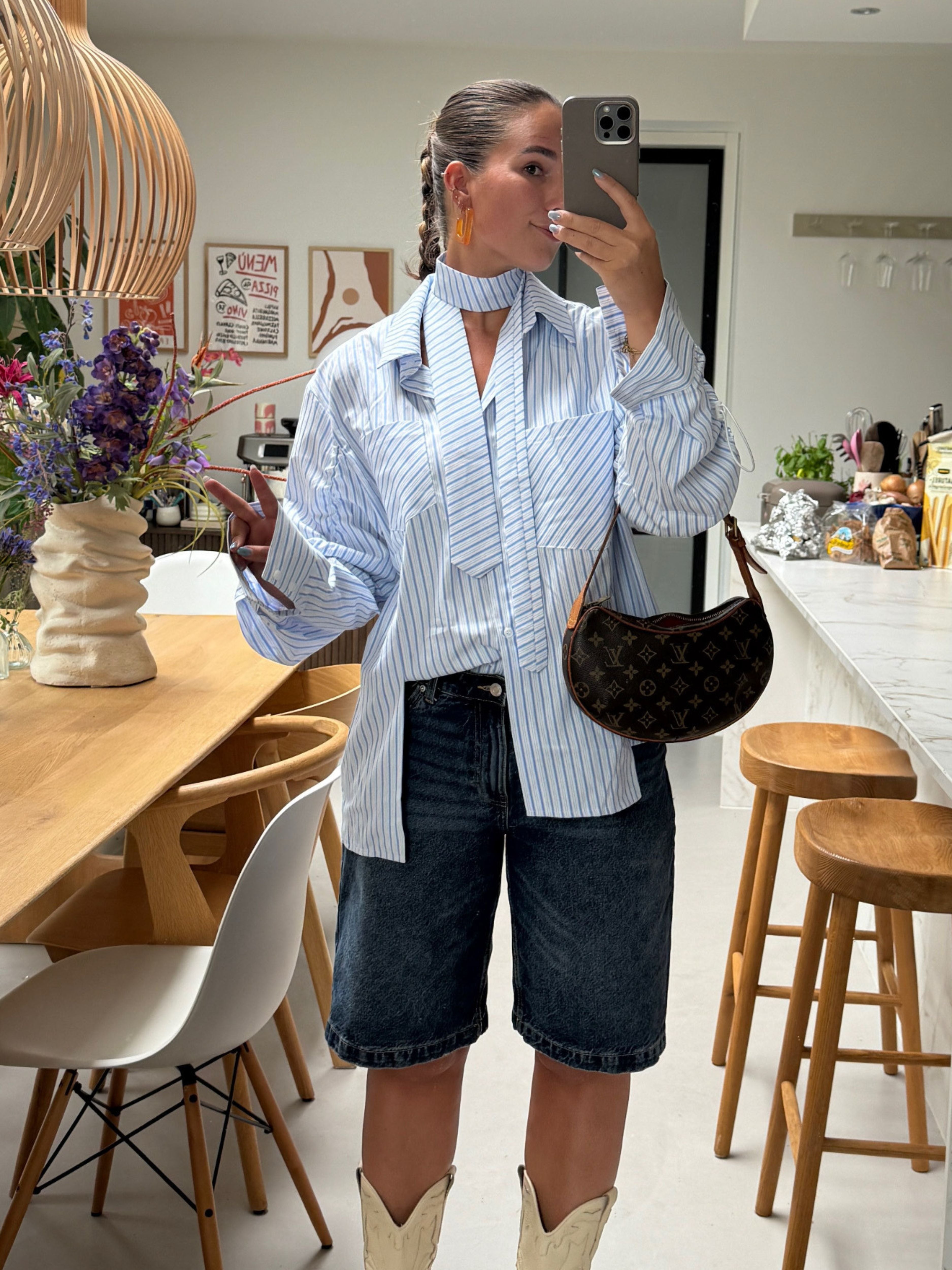 Oversized Striped Drawstring Shirt With Tie – The Room Antwerp