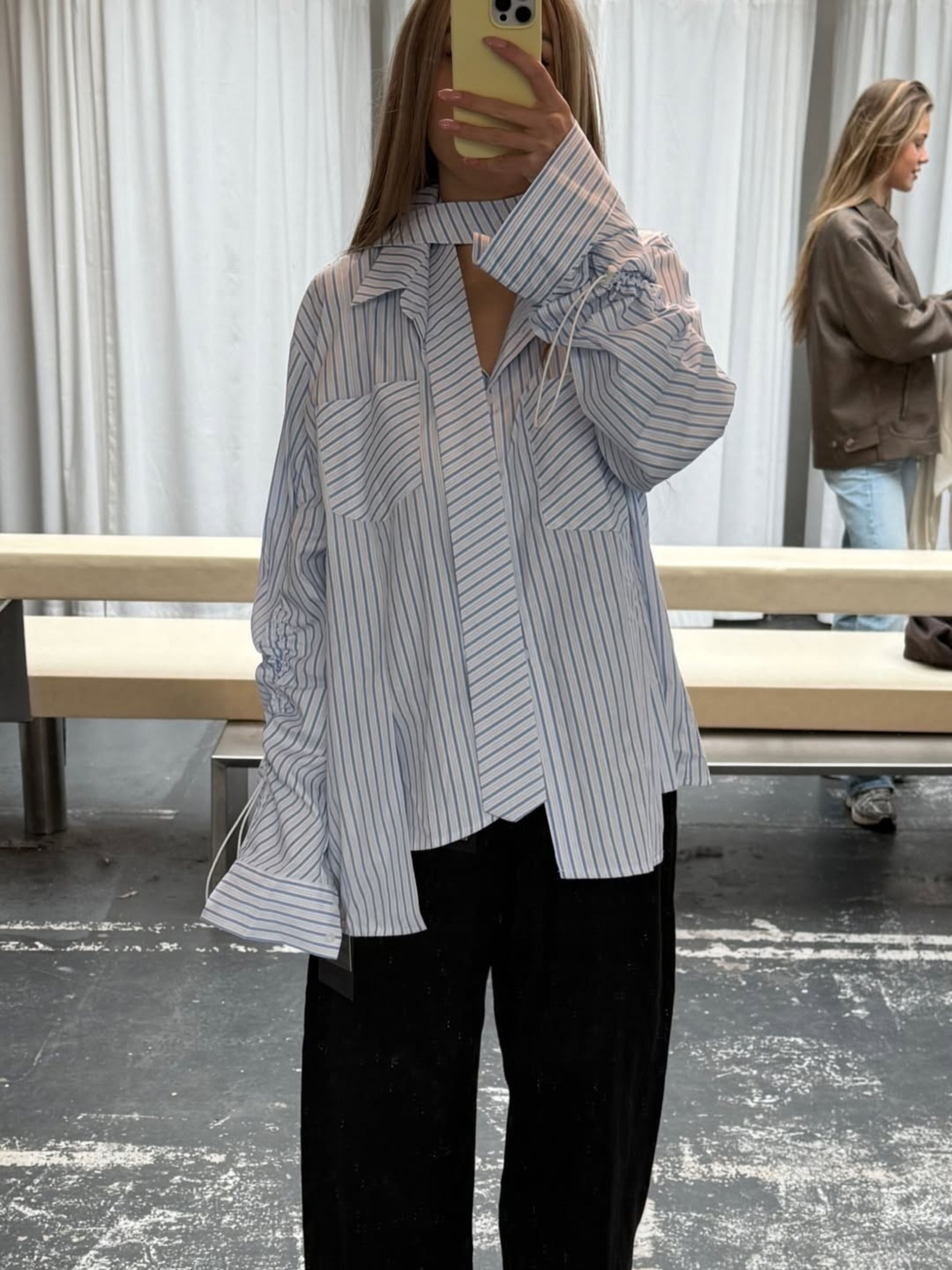 Oversized Striped Drawstring Shirt With Tie – The Room Antwerp