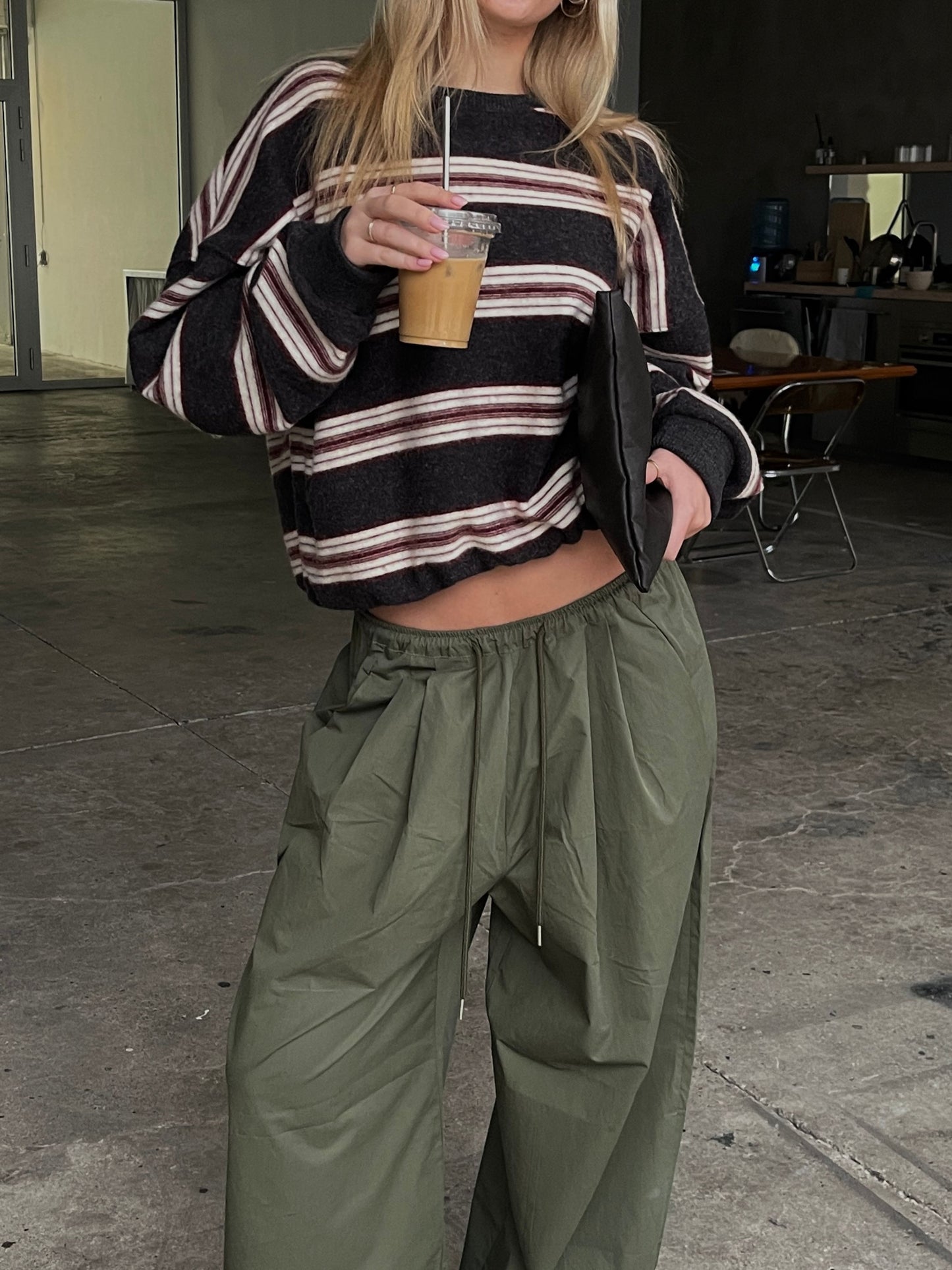 Oversized Striped Sweater Charcoal