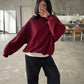 Basic Round Collar Oversized Sweater Burgundy