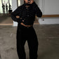 Baggy Wide Leg Corduroy Pants Blue-Black