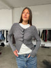 Wavy Front Closure Cardigan Charcoal
