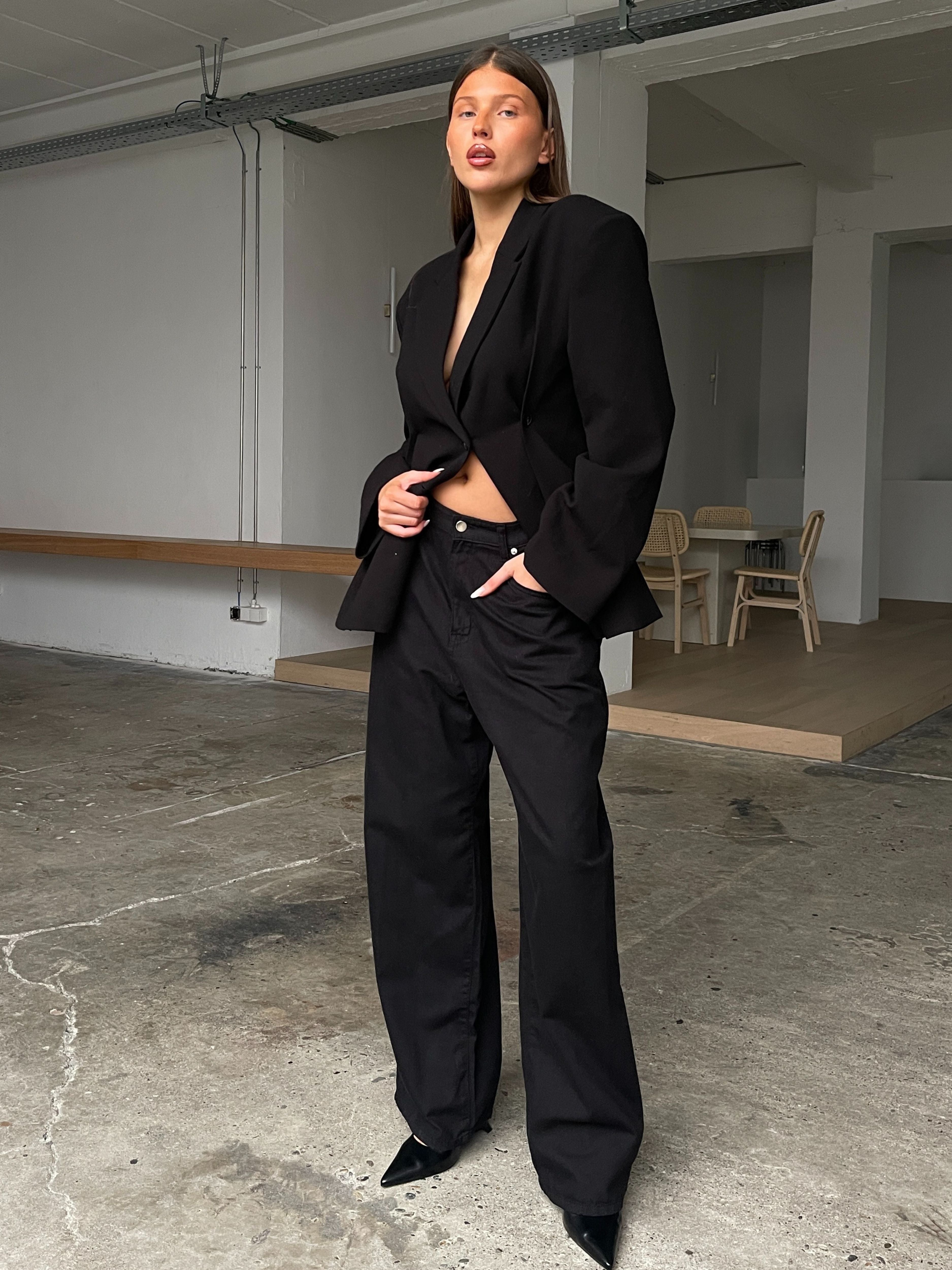 Baggy Wide Leg Pants Black – The Room Antwerp