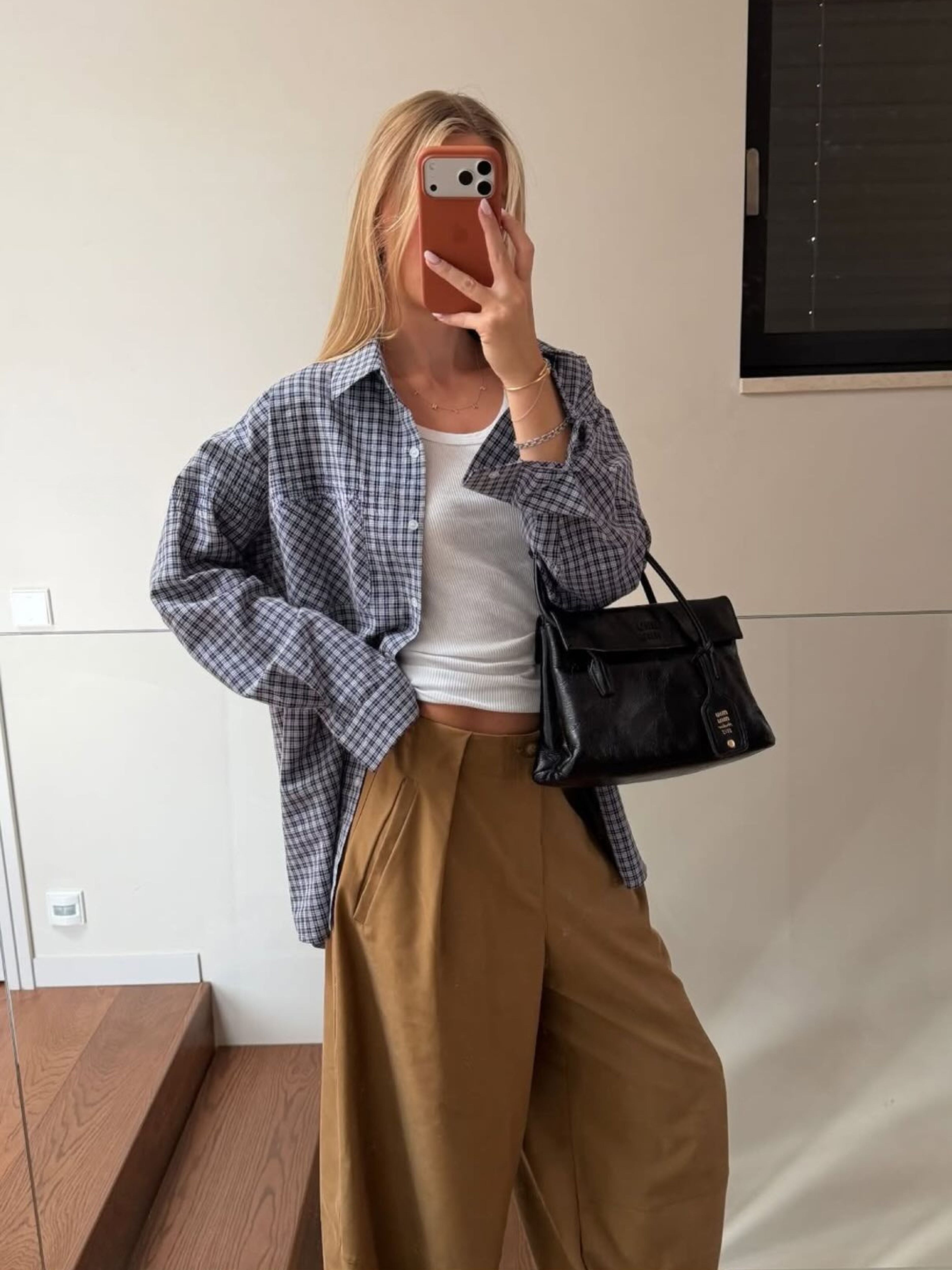 Oversized Checked Shirt Navy – The Room Antwerp