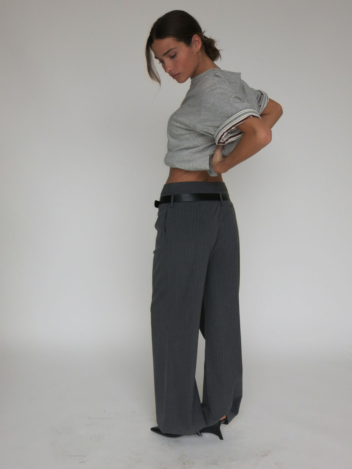 Oversized Side Slit Tee Heather Grey