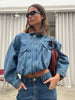 Oversized Corduroy Collared Denim Jacket