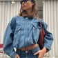 Oversized Corduroy Collared Denim Jacket
