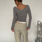 Double Layered Buttoned Top Grey