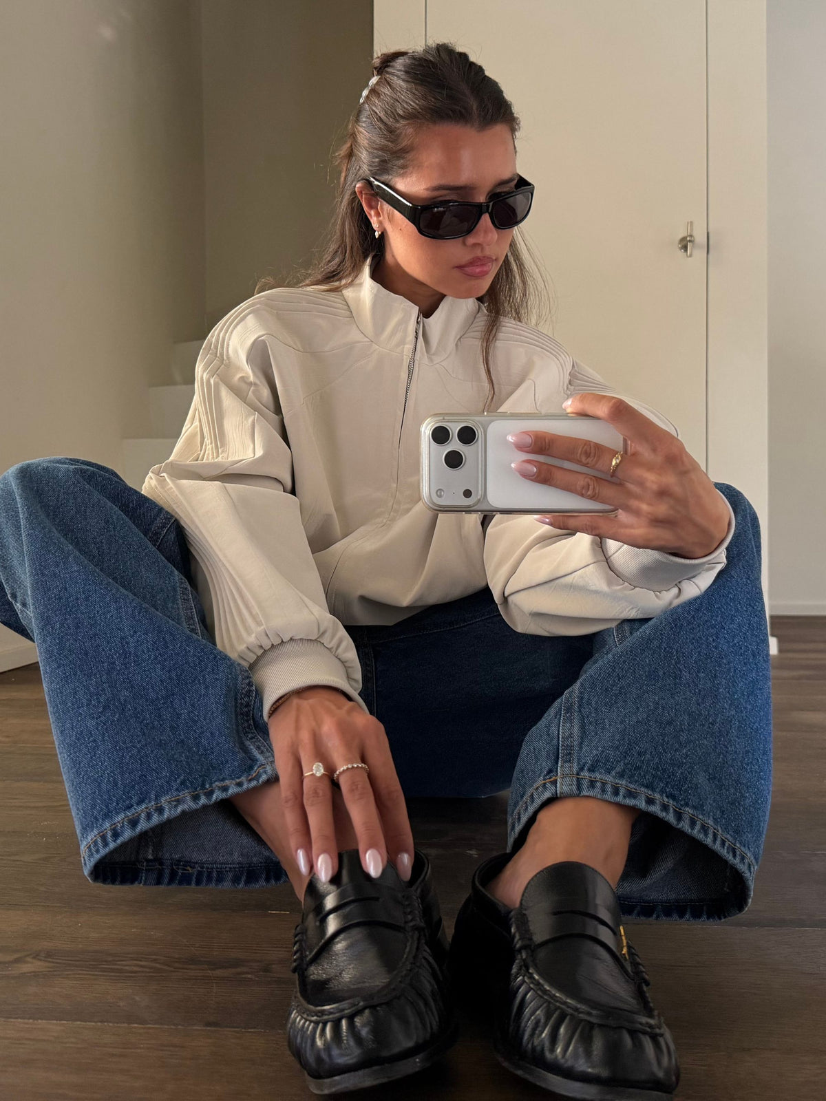 Oversized Pleated Sleeves Jacket Ivory
