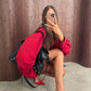 Oversized Double Collared Zip Jacket Red