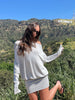 Draped Off Shoulder Longsleeve Dress Grey