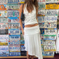 Ruched Detail Asymmetric Skirt White