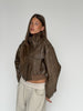 Cropped Front Pocket Detail Jacket Brown