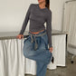 Scrunched Collar Top Charcoal