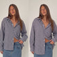 Oversized Checked Shirt Navy