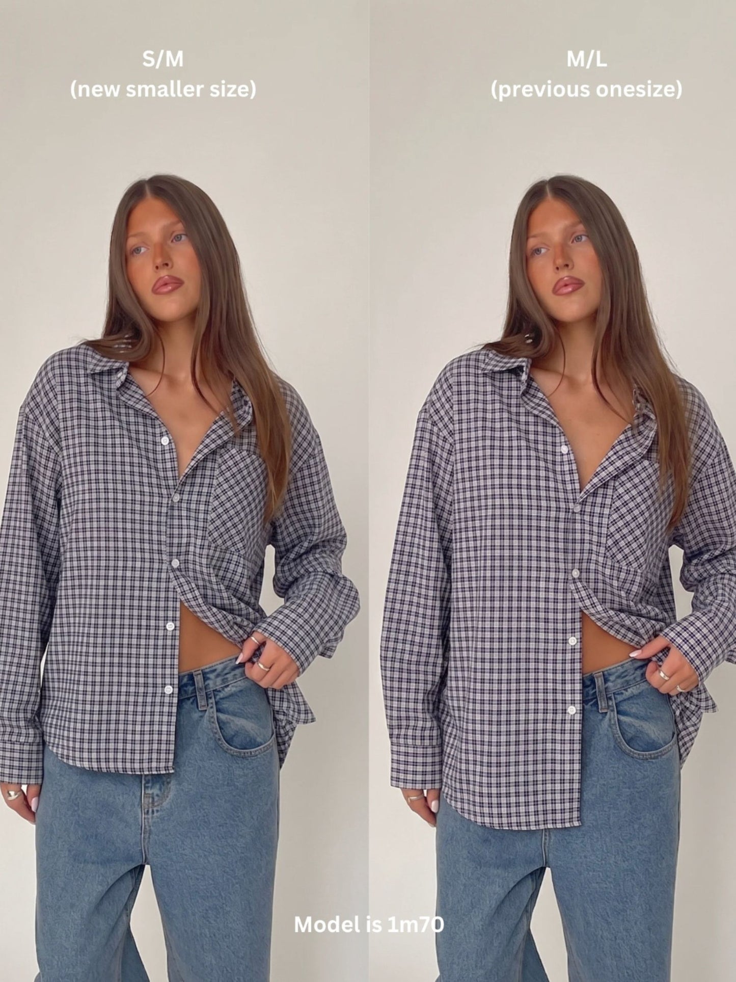 Oversized Checked Shirt Navy