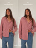 Oversized Checked Shirt Cherry Red