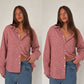 Oversized Checked Shirt Cherry Red