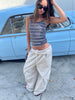 Baggy Fold Over Cargo Pants Sand